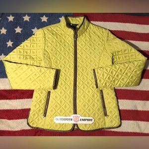 Vintage Womens CAROLE LITTLE Quilted Light Lime Coat Jacket M rl Luxury Fashion